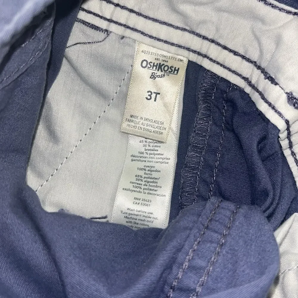 OshKosh B'Gosh Boys Blue Lined Overalls 3T 100% Cotton